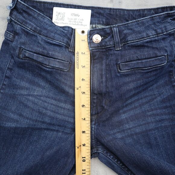 H M Jeans Womens 27 Blue Flared Mid Rise Button Zip Pocket Dark Wash Denim Pants - Picture 5 of 16